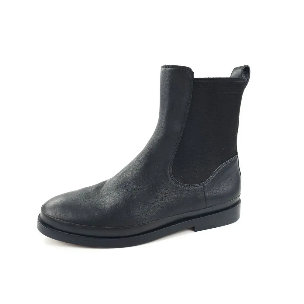 VINCE Cecyl Leather Ankle Boot Chelsea Black Minimal Quiet Luxury Old Money Boho